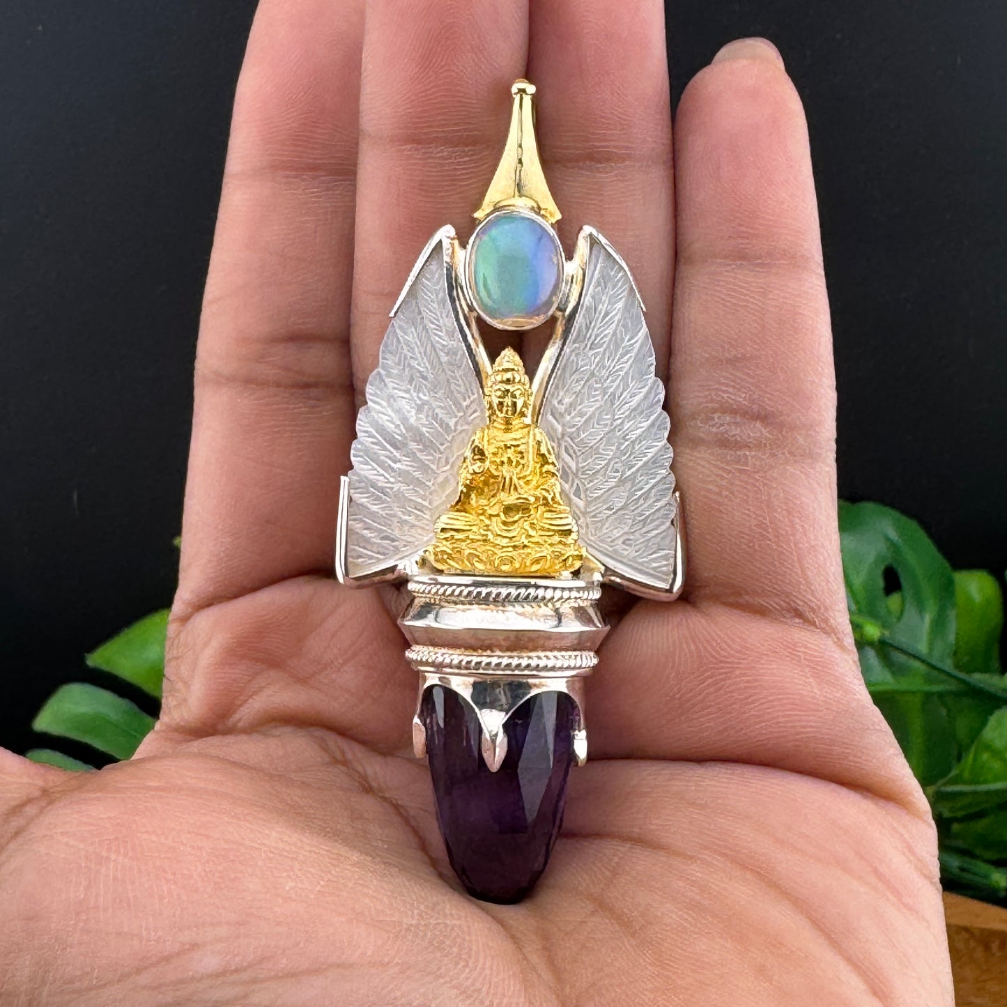 Gotland Mother-of-Pearl Wings and Amethyst Pendant