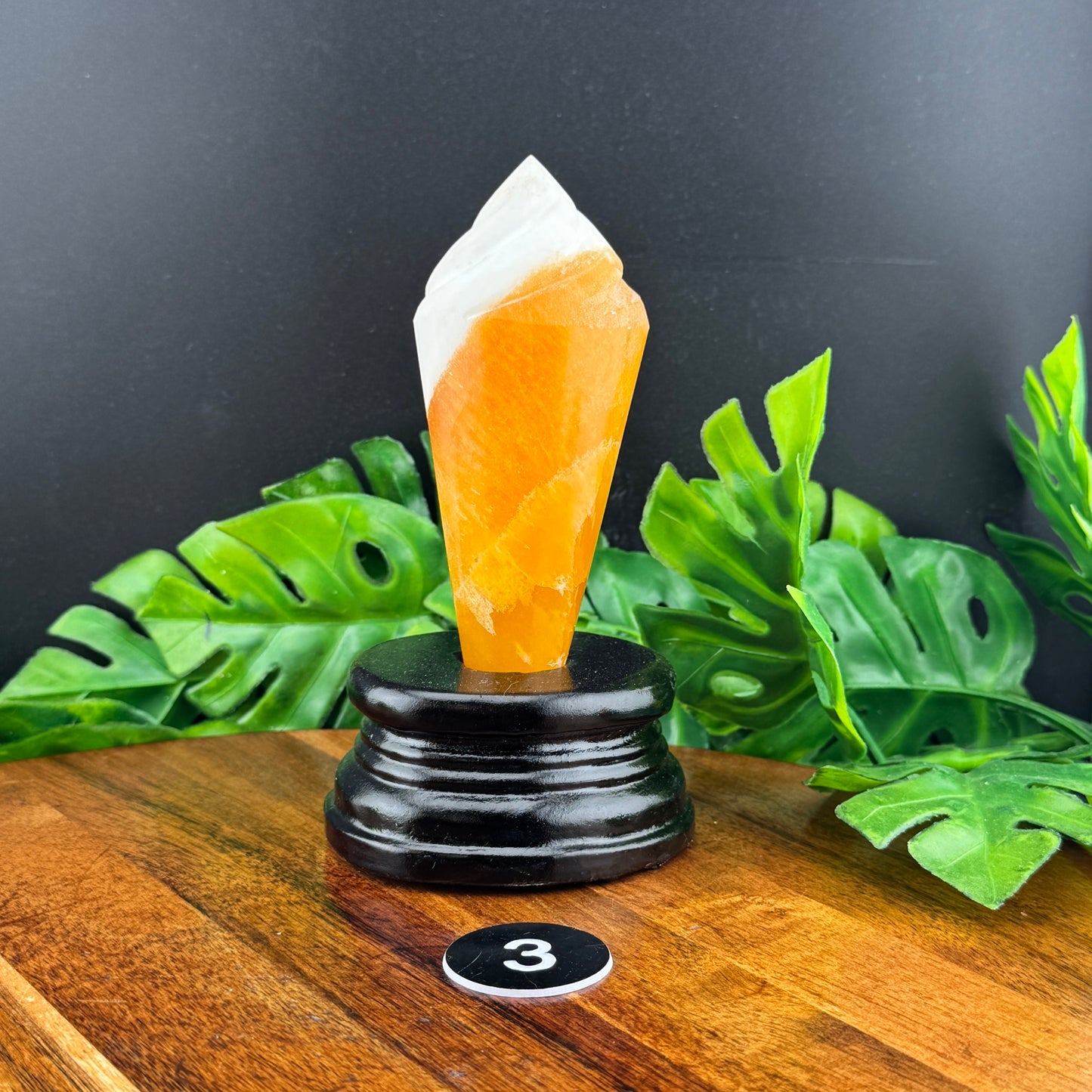 Orange Calcite Ice Cream Cone with stand
