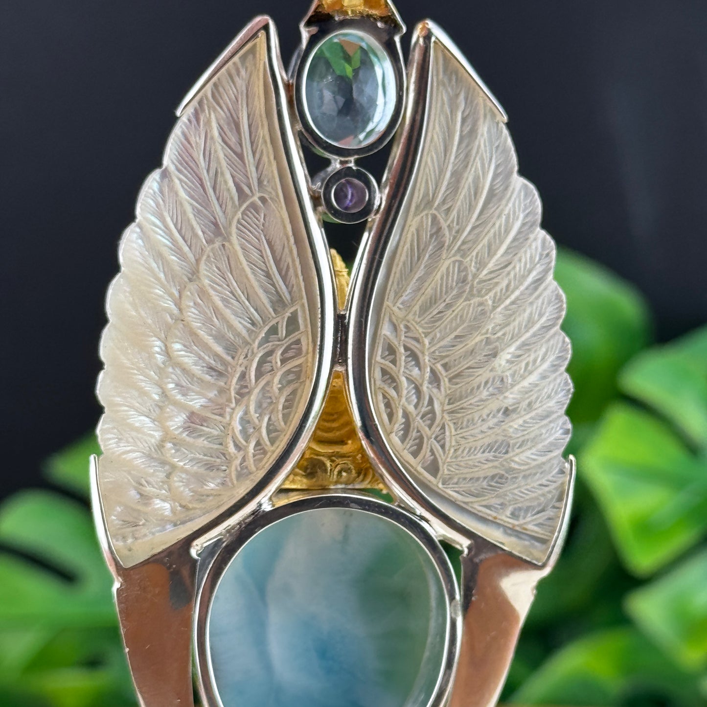 Gotland Larimar S925 and 14k Gold Plated Pendant