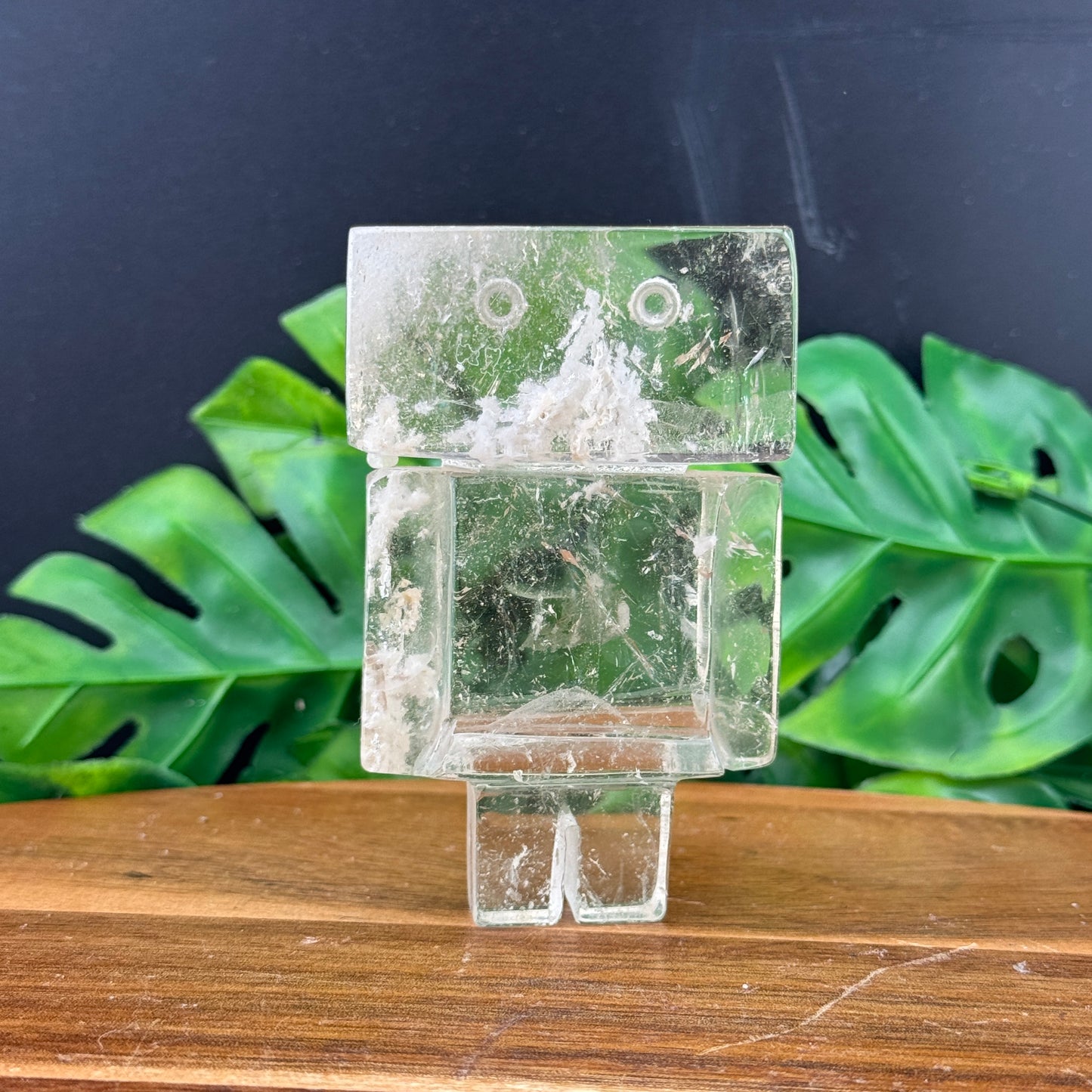 Clear Garden Quartz Friendly Robot Carving
