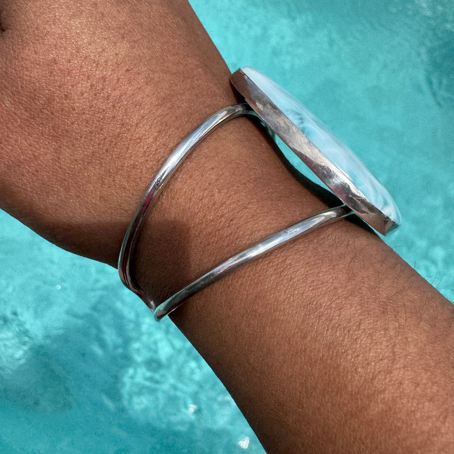 Sterling Silver Larimar Bangle