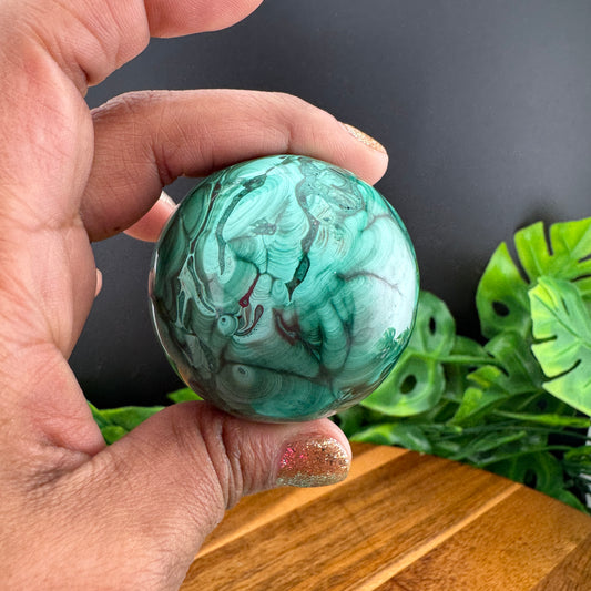 Malachite Sphere with Holder