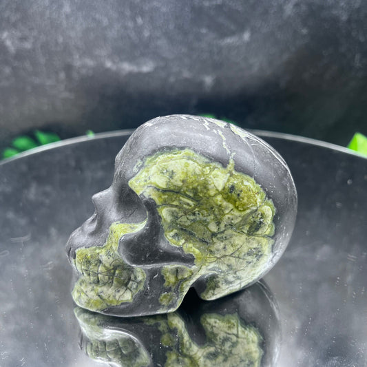 Chrysoprase Magnetite Skull