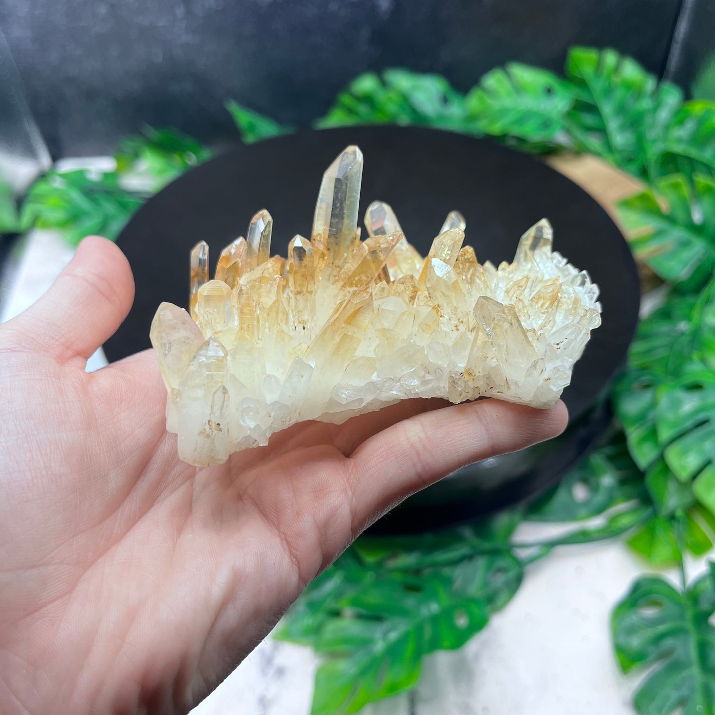 Hematite in Clear Quartz Cluster