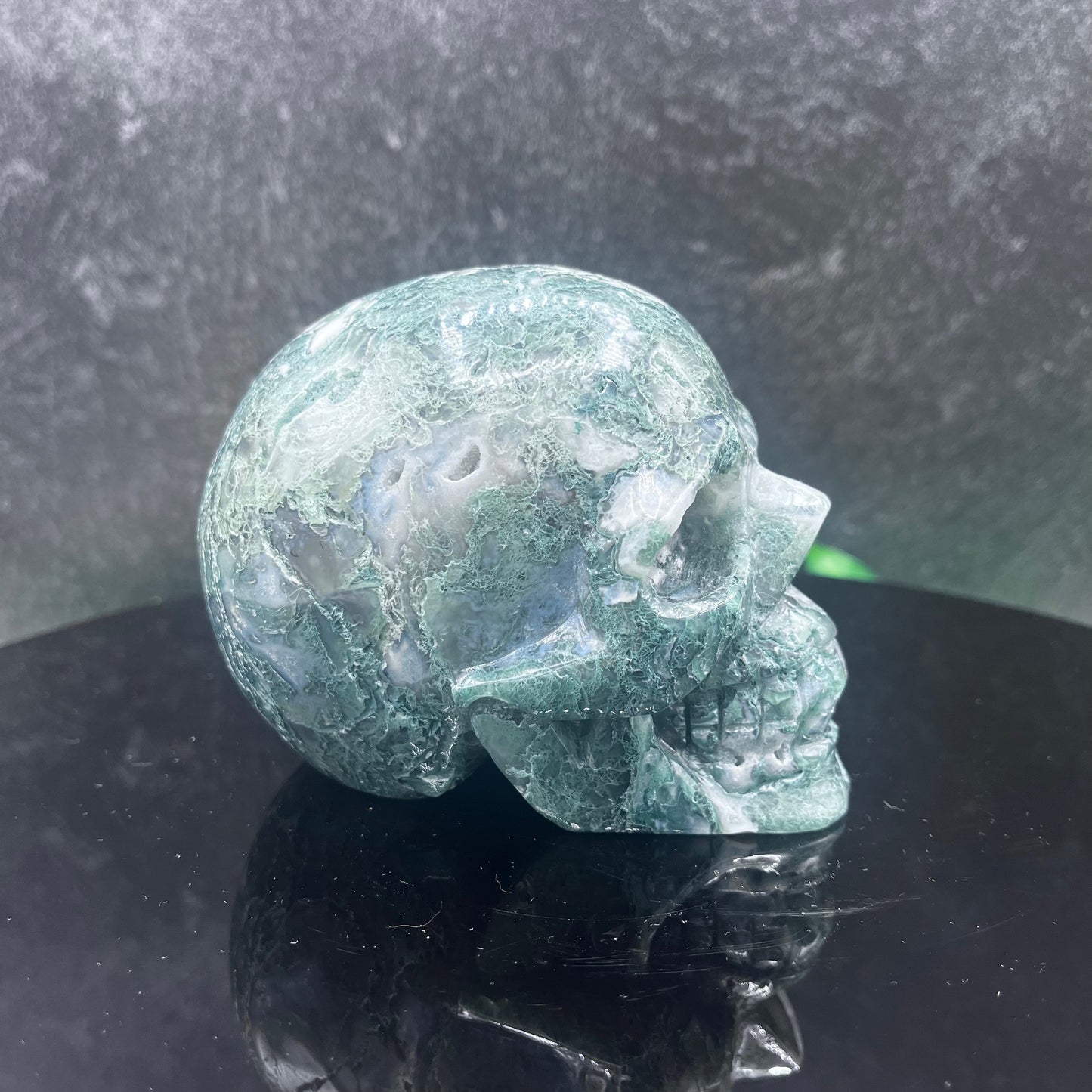 Moss Agate Skull