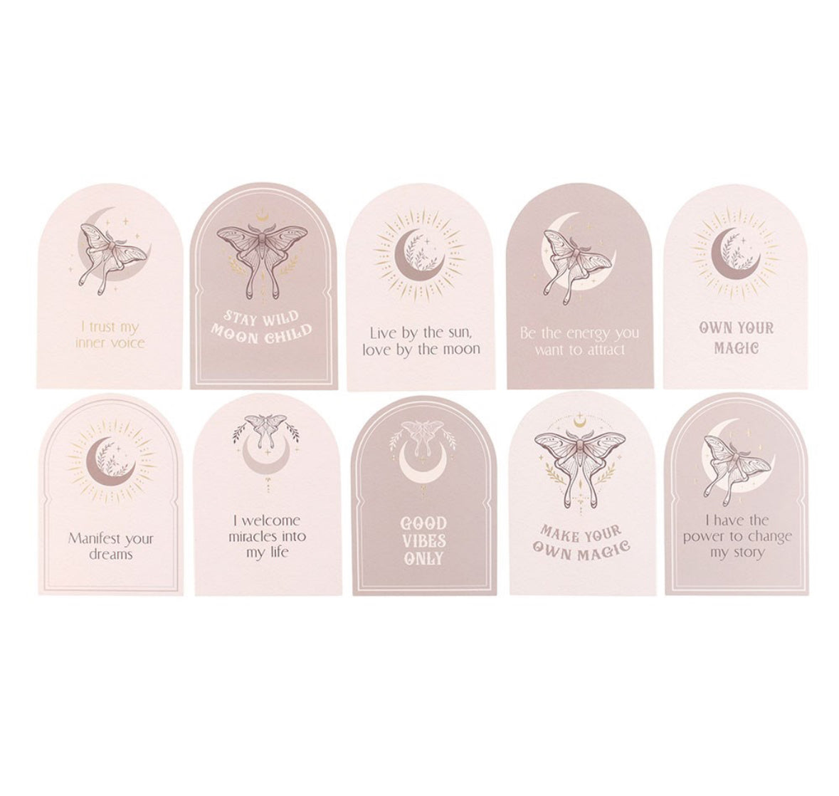 Luna Moth Affirmation Cards with Wooden Stand