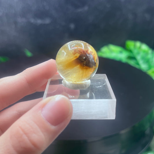 Gold Rutile in Quartz Sphere