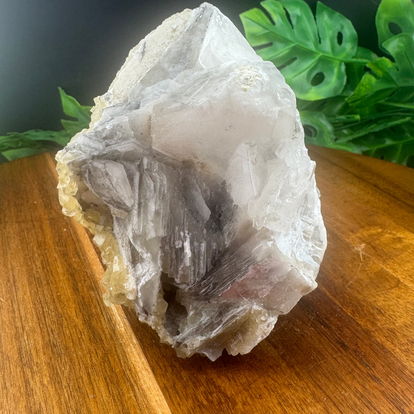 Cubic Yellow Fluorite on Calcite Specimen