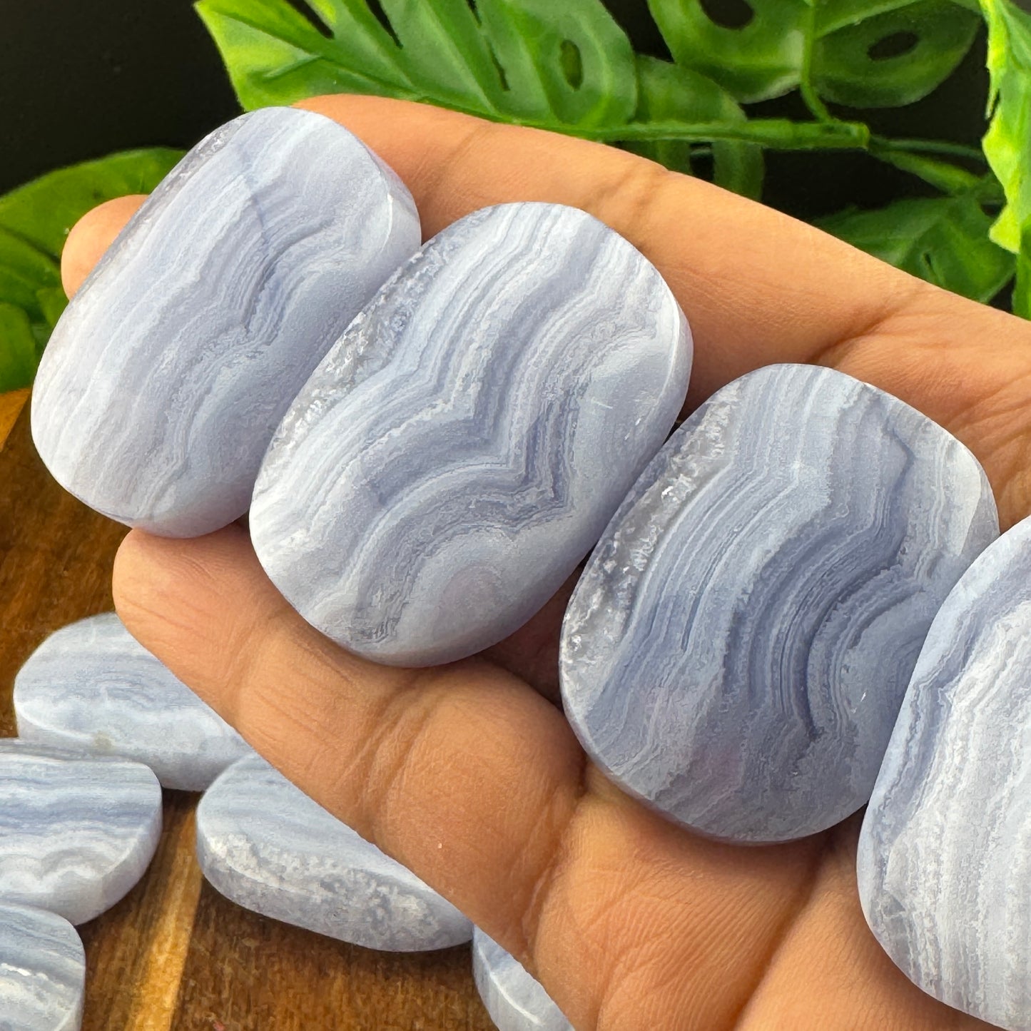 HQ Blue Lace Agate Palm Stone