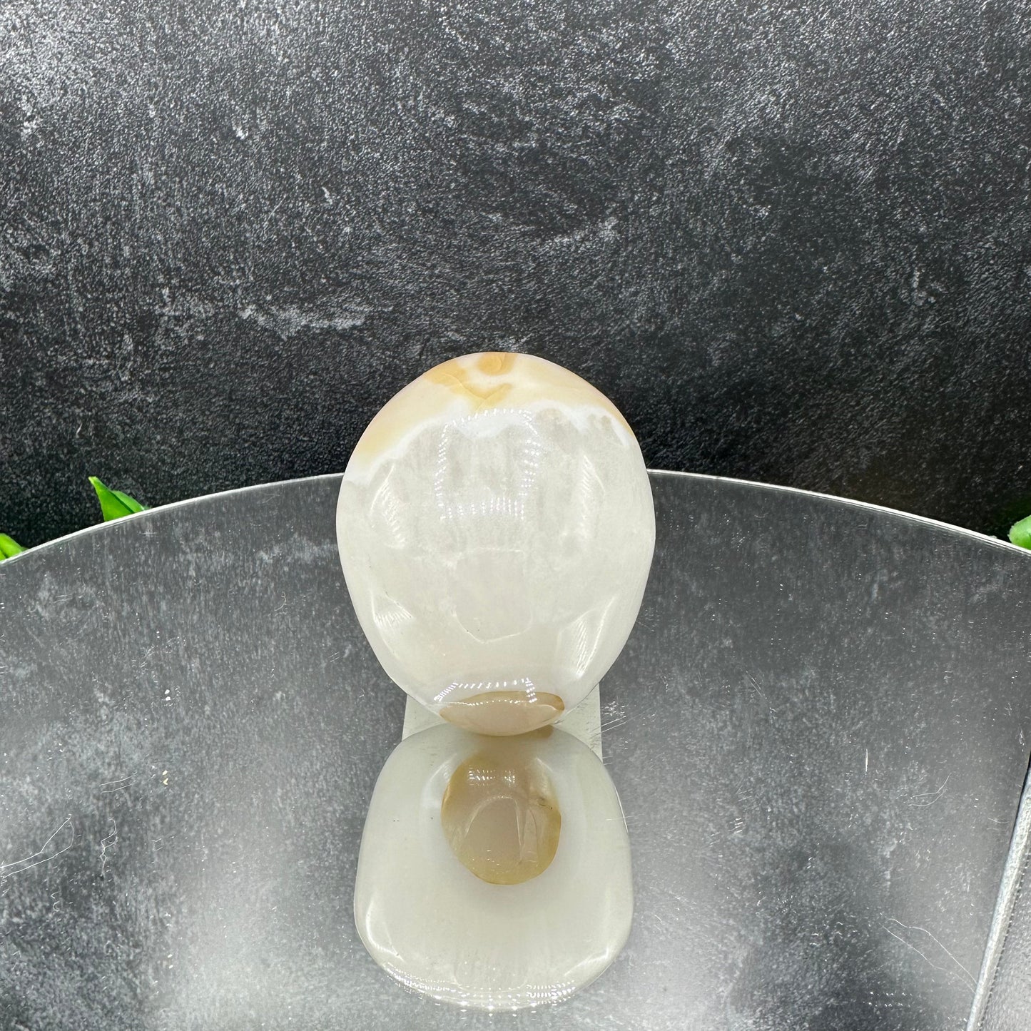Tea Agate in Quartz Skull