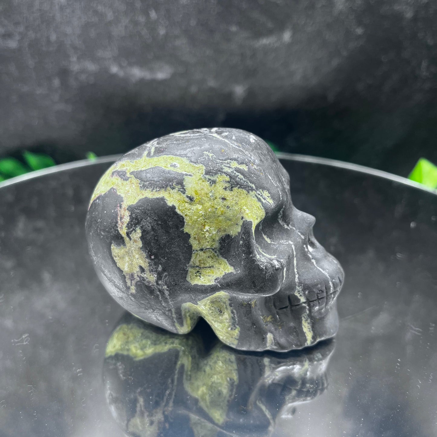Chrysoprase Magnetite Skull