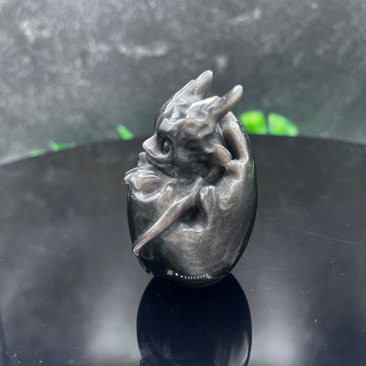 Silver Sheen Obsidian Deviled Egg