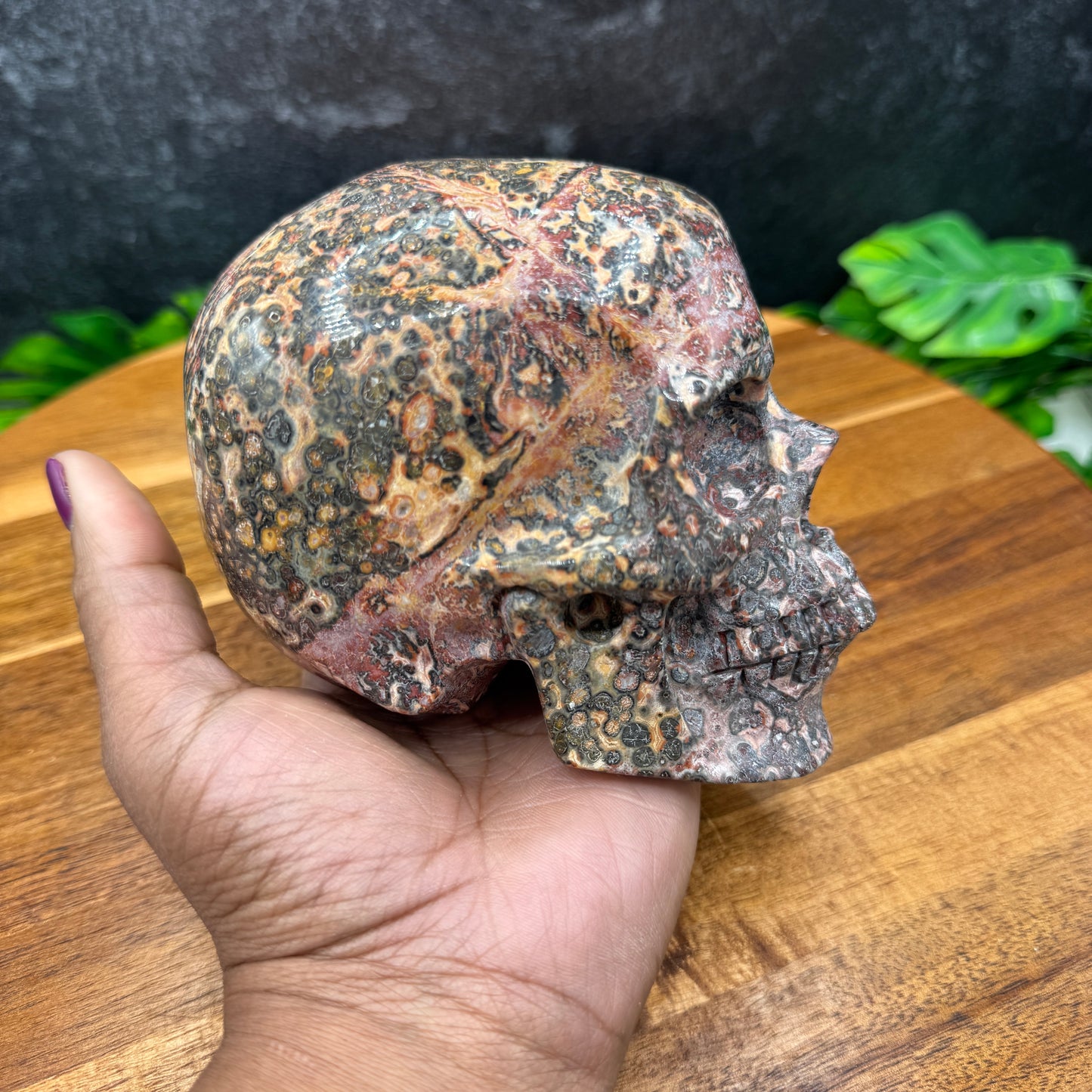 Red Leopard Skin Jasper Skull