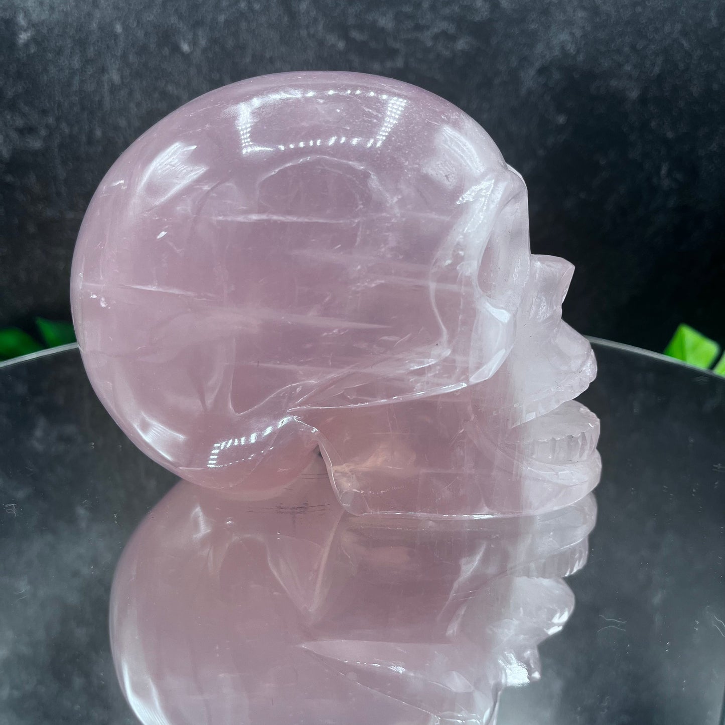 Rose Quartz Open Mouth Skull