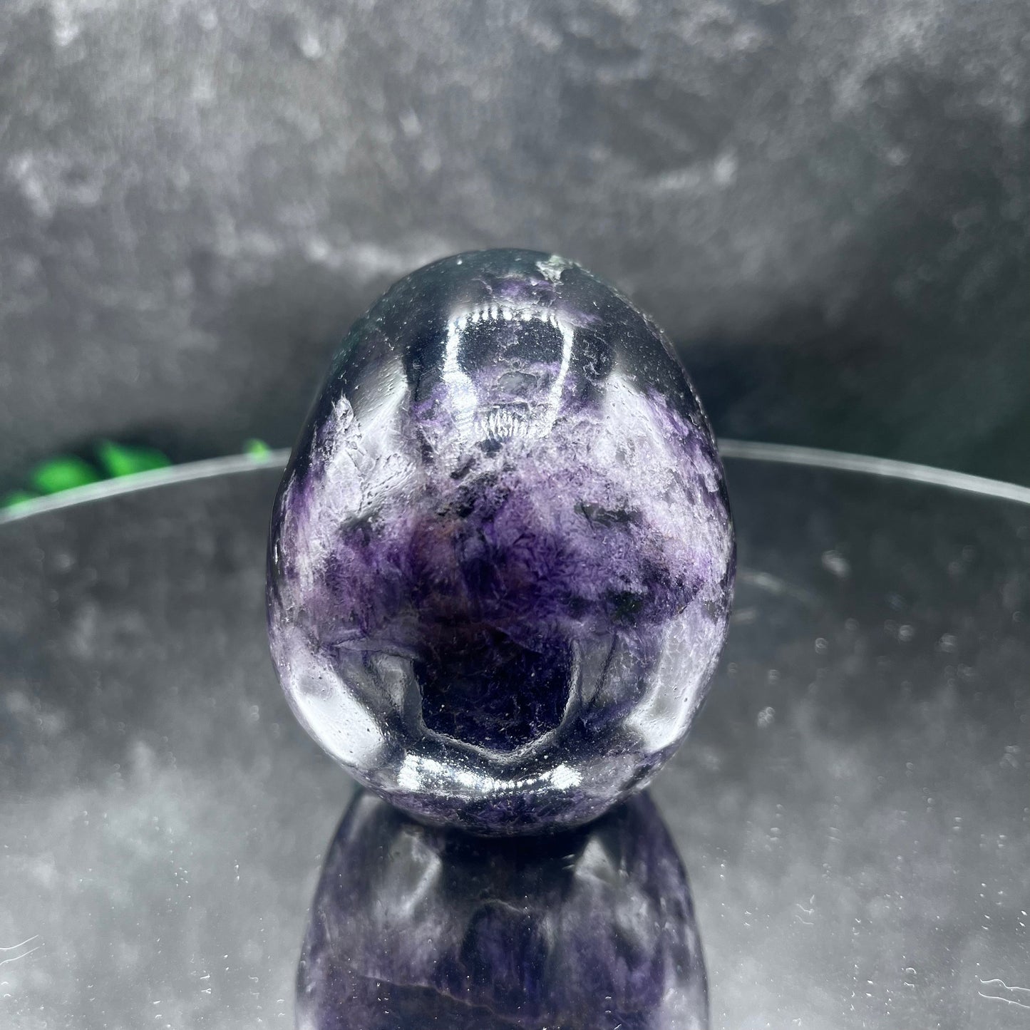 Dark Purple Rainbow Fluorite Skull