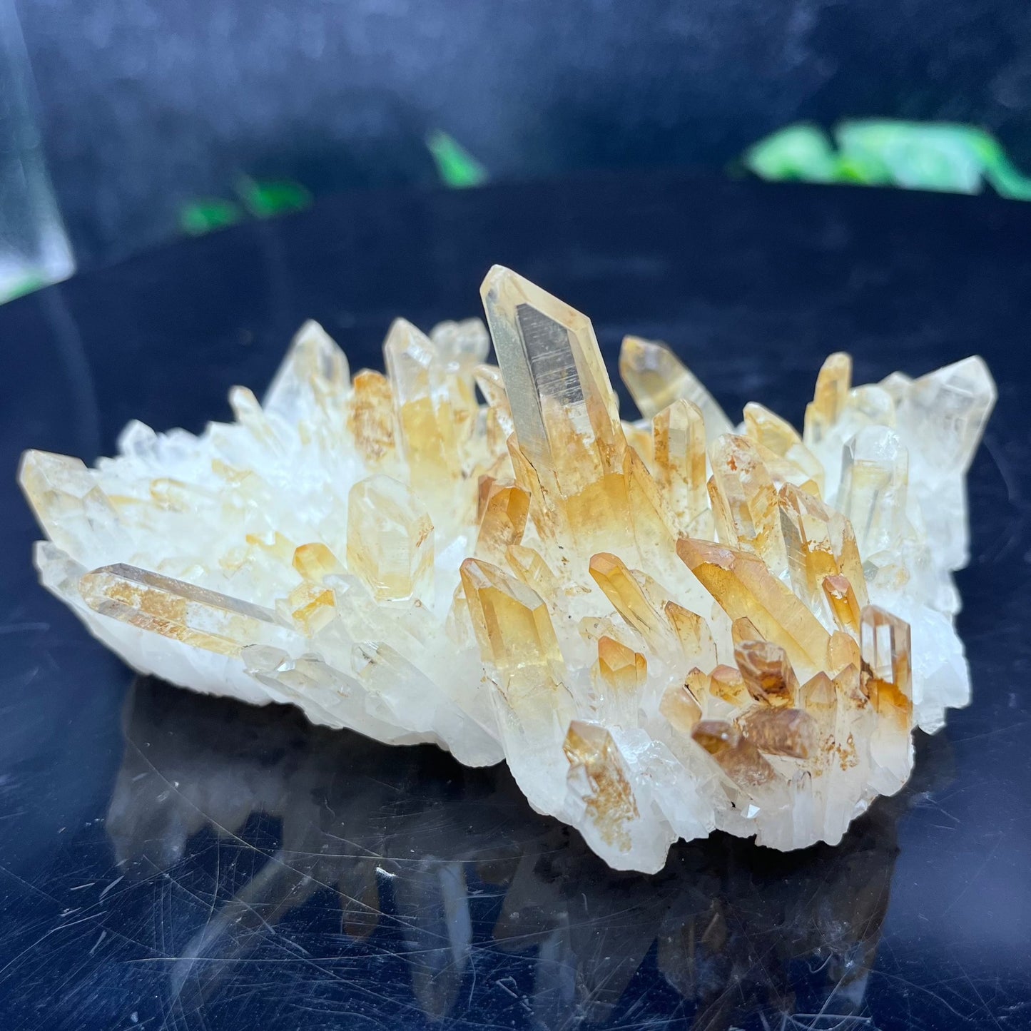 Hematite in Clear Quartz Cluster