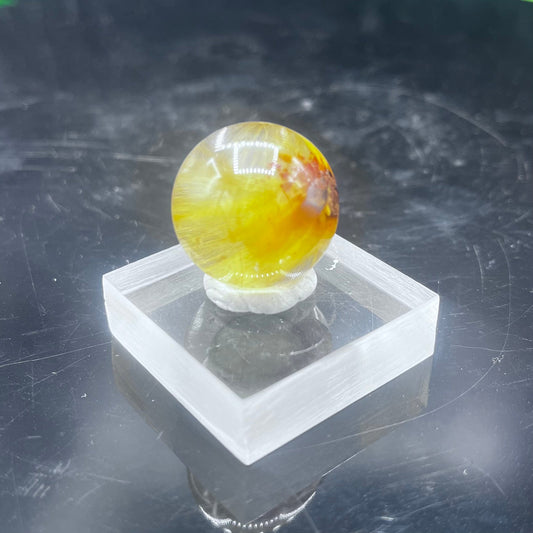 Gold Rutile in Quartz Sphere