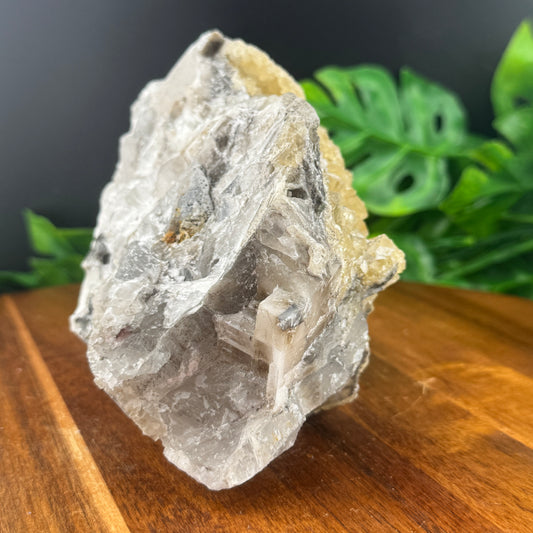 Cubic Yellow Fluorite on Calcite Specimen