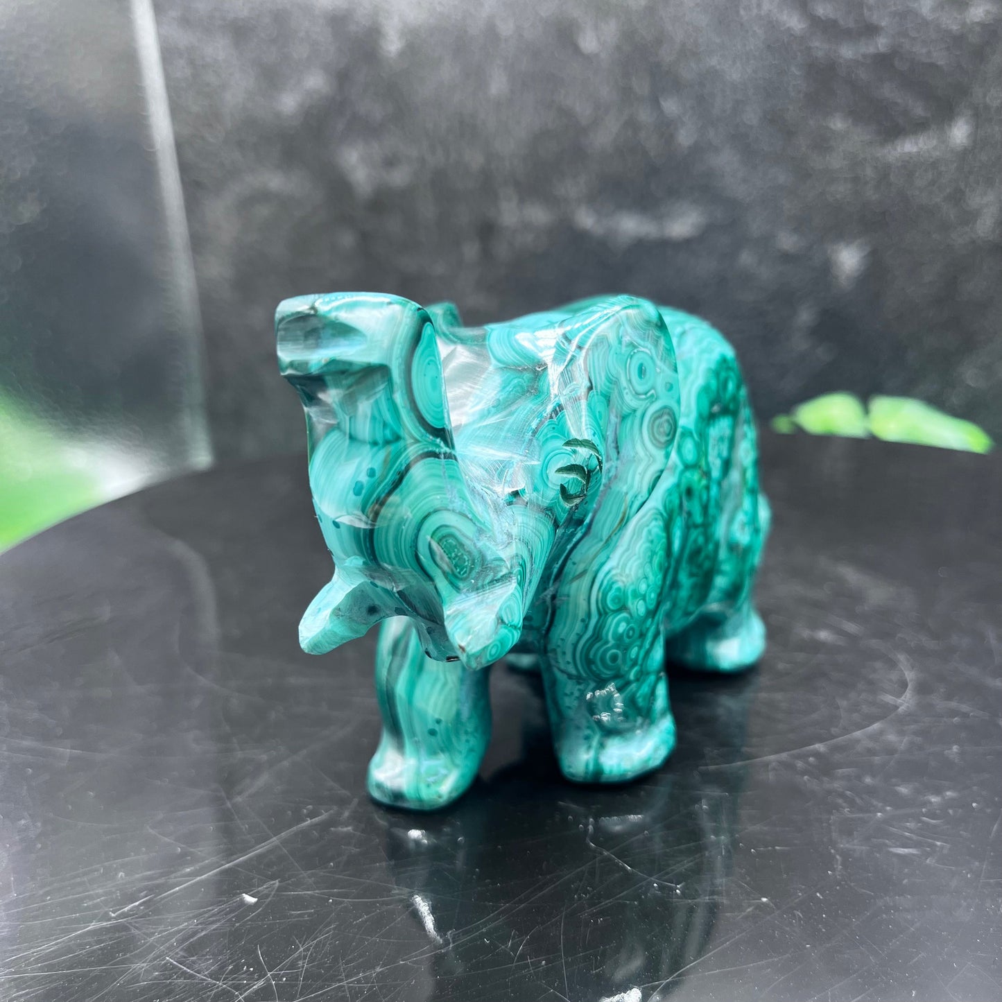 Malachite Elephant Carving