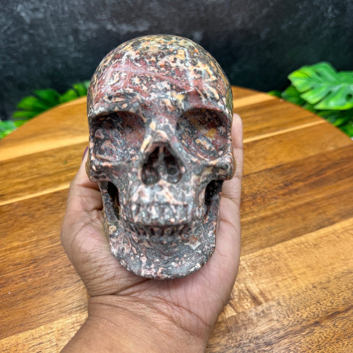 Red Leopard Skin Jasper Skull
