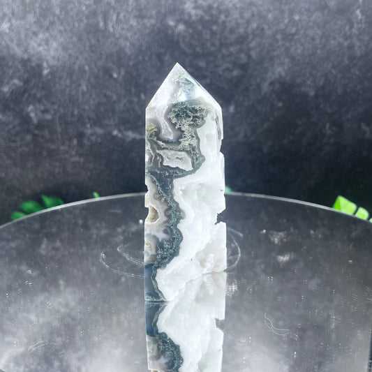 Druzy Moss Agate Tower