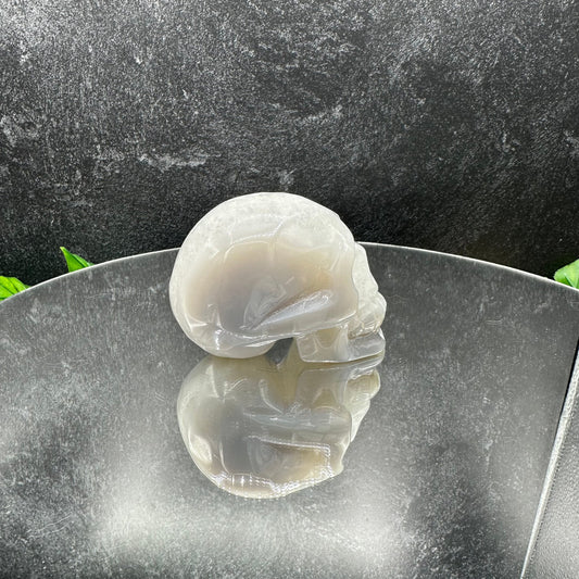 Clear Quartz in Agate Skull