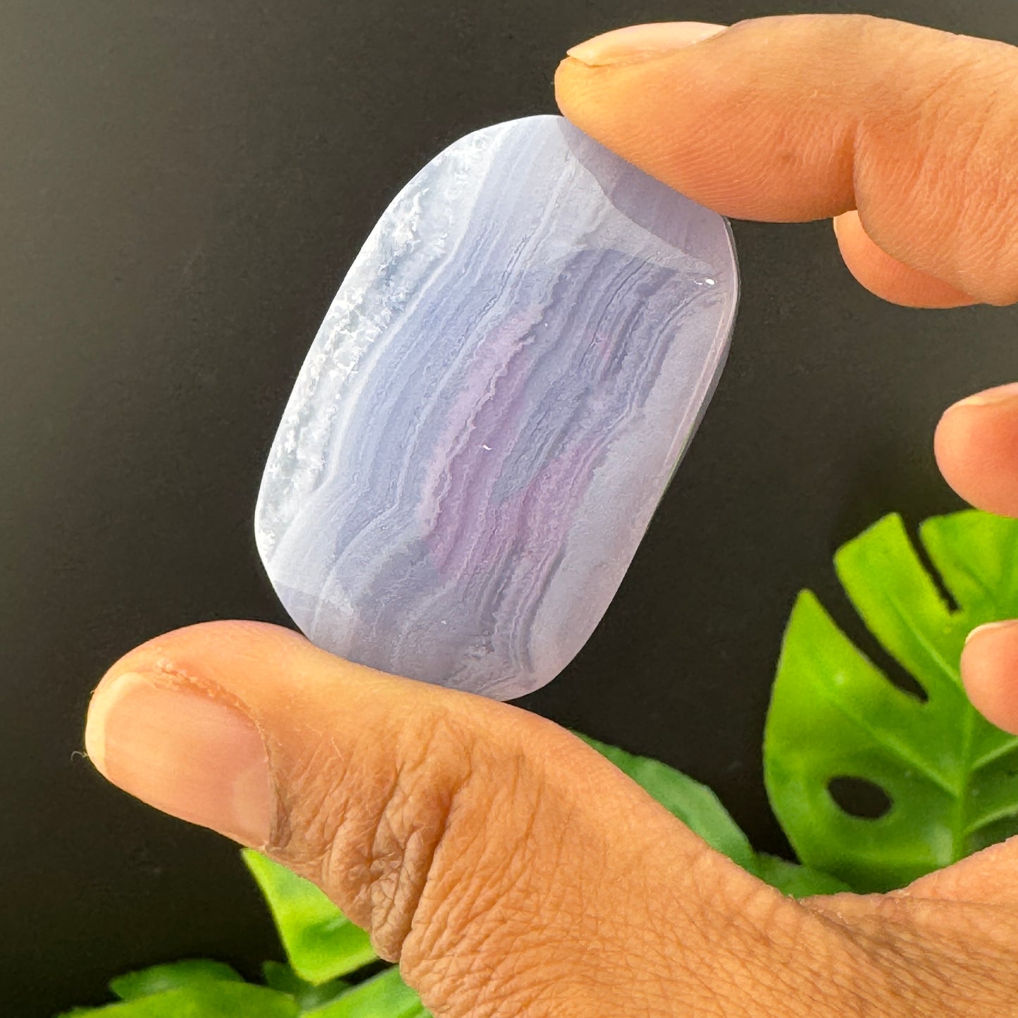 HQ Blue Lace Agate Palm Stone