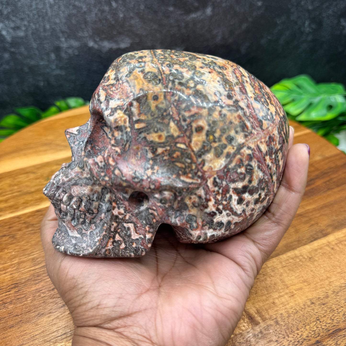 Red Leopard Skin Jasper Skull