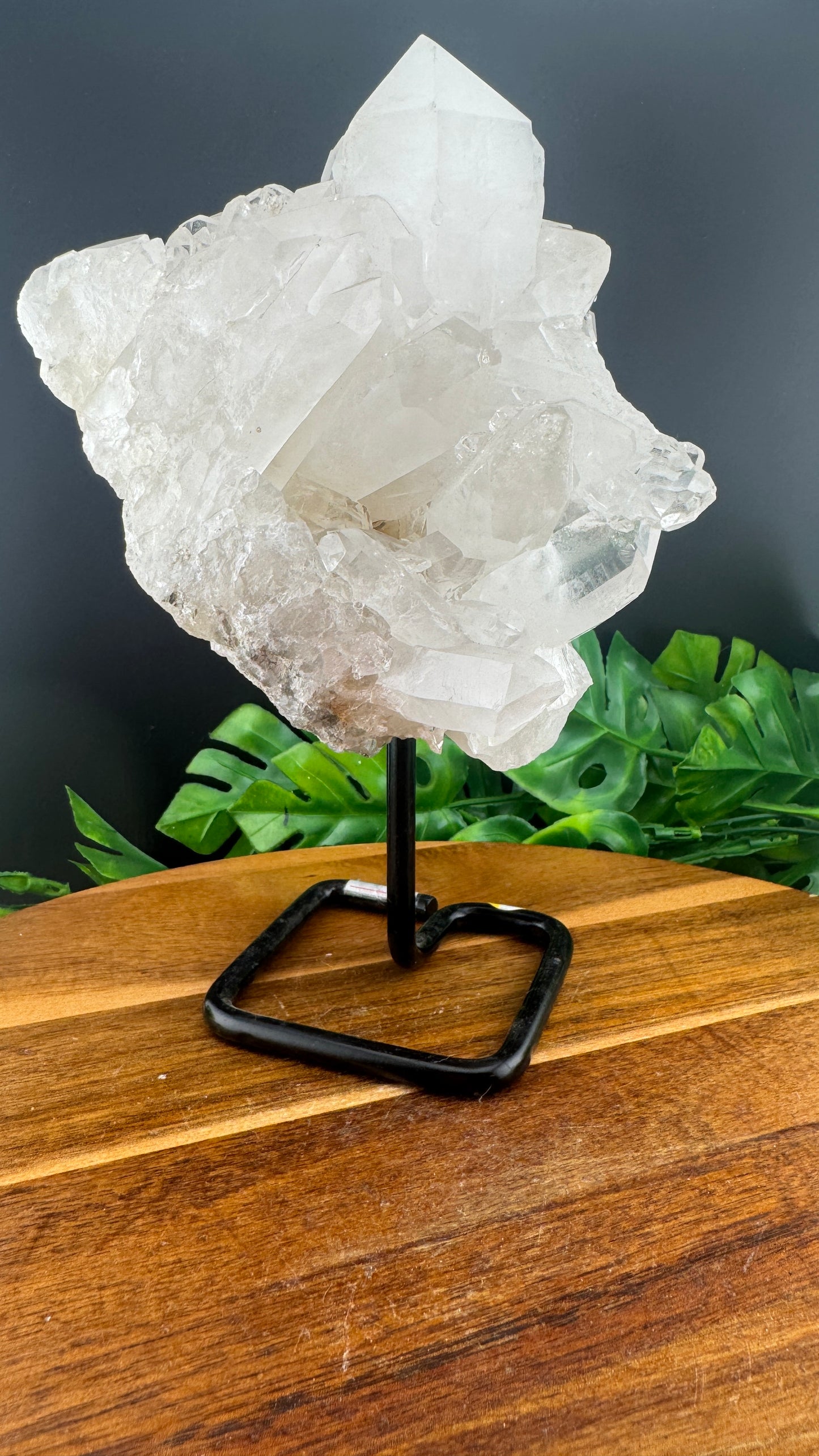 Brazilian Clear Quartz Cluster on Stand