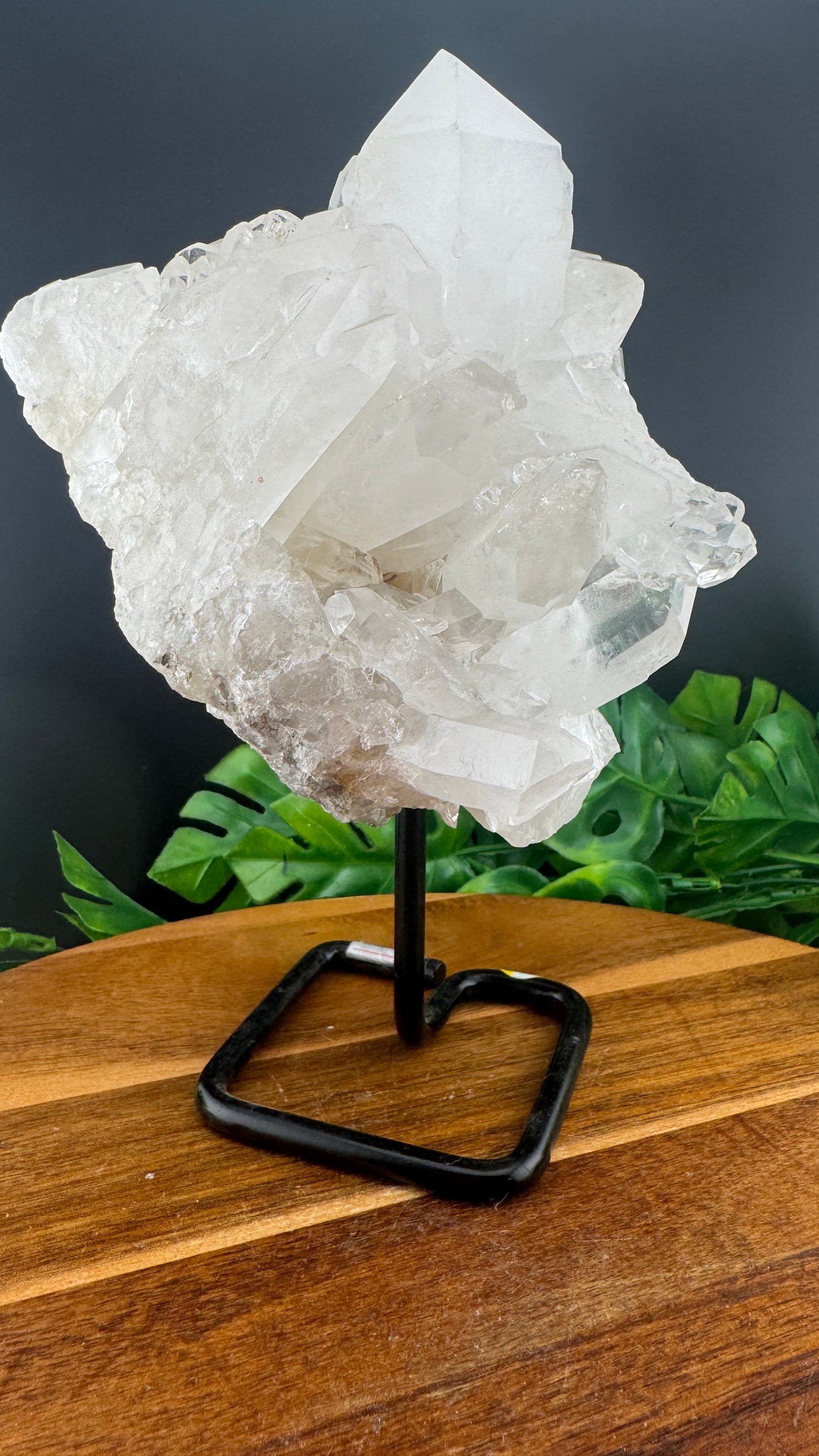 Brazilian Clear Quartz Cluster on Stand