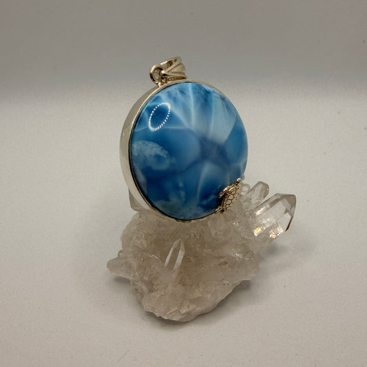Larimar Round Turtle Pendant