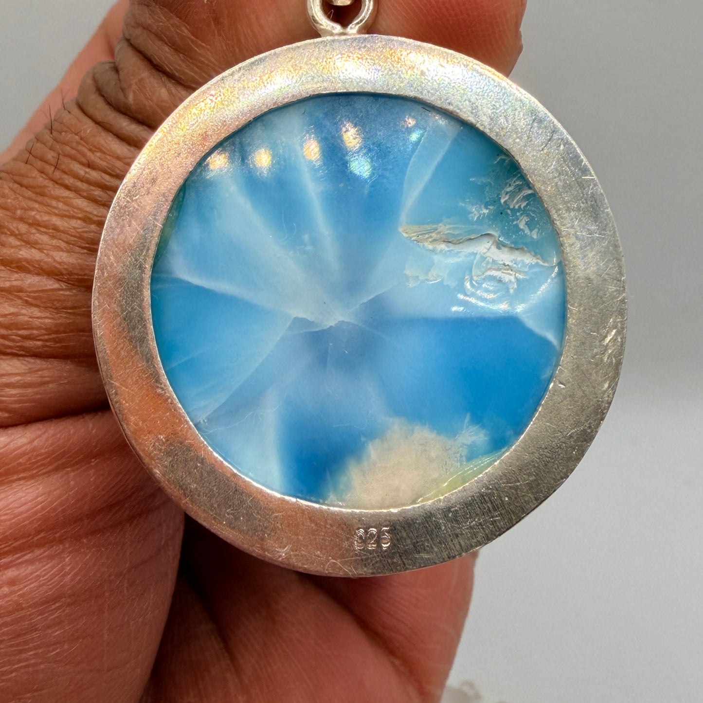 Larimar Round Turtle Pendant