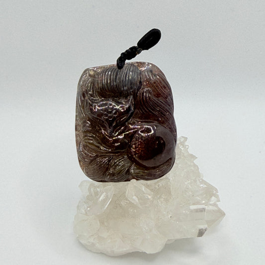 Iolite Sunstone Nine Tail Fox Pendant