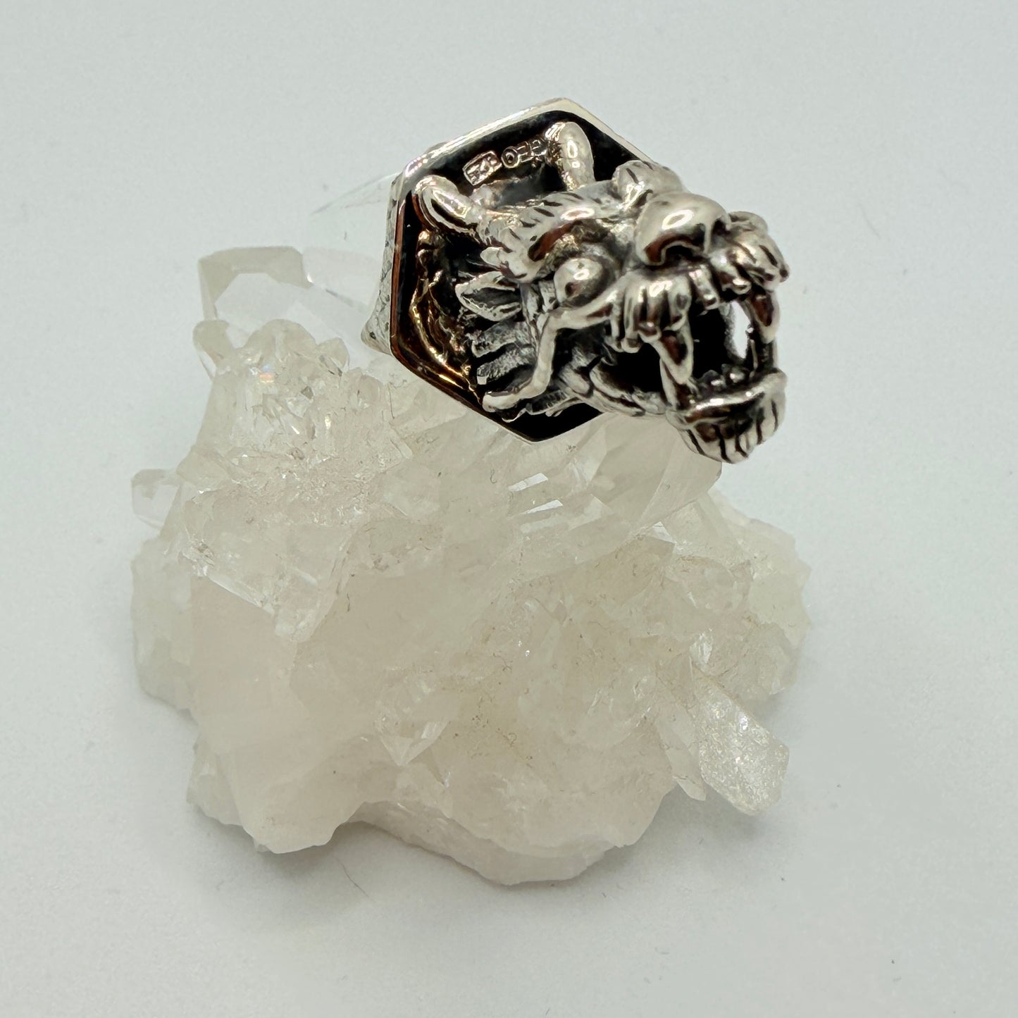 Gotland Dragon Head Pendant on Quartz Tip in 925 Sterling Silver