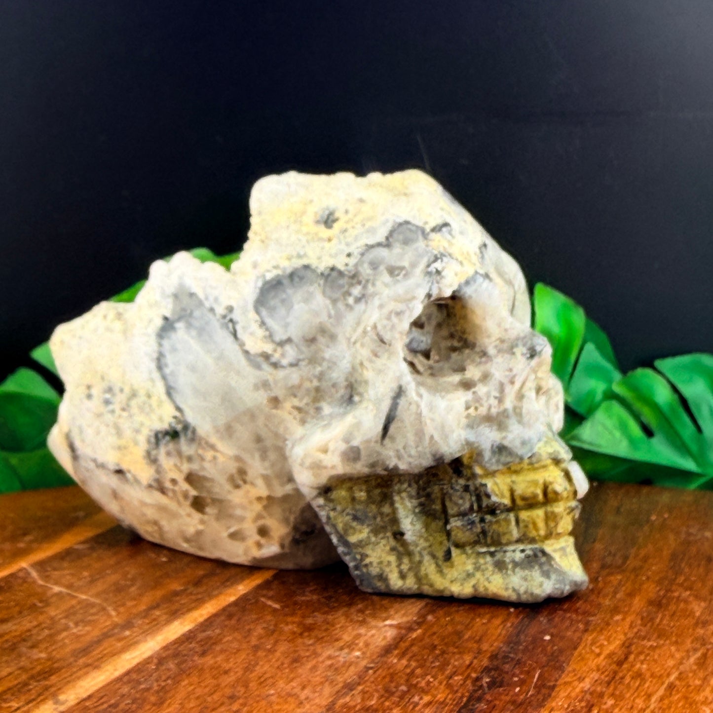 Unique White Quartz in Agate Skull
