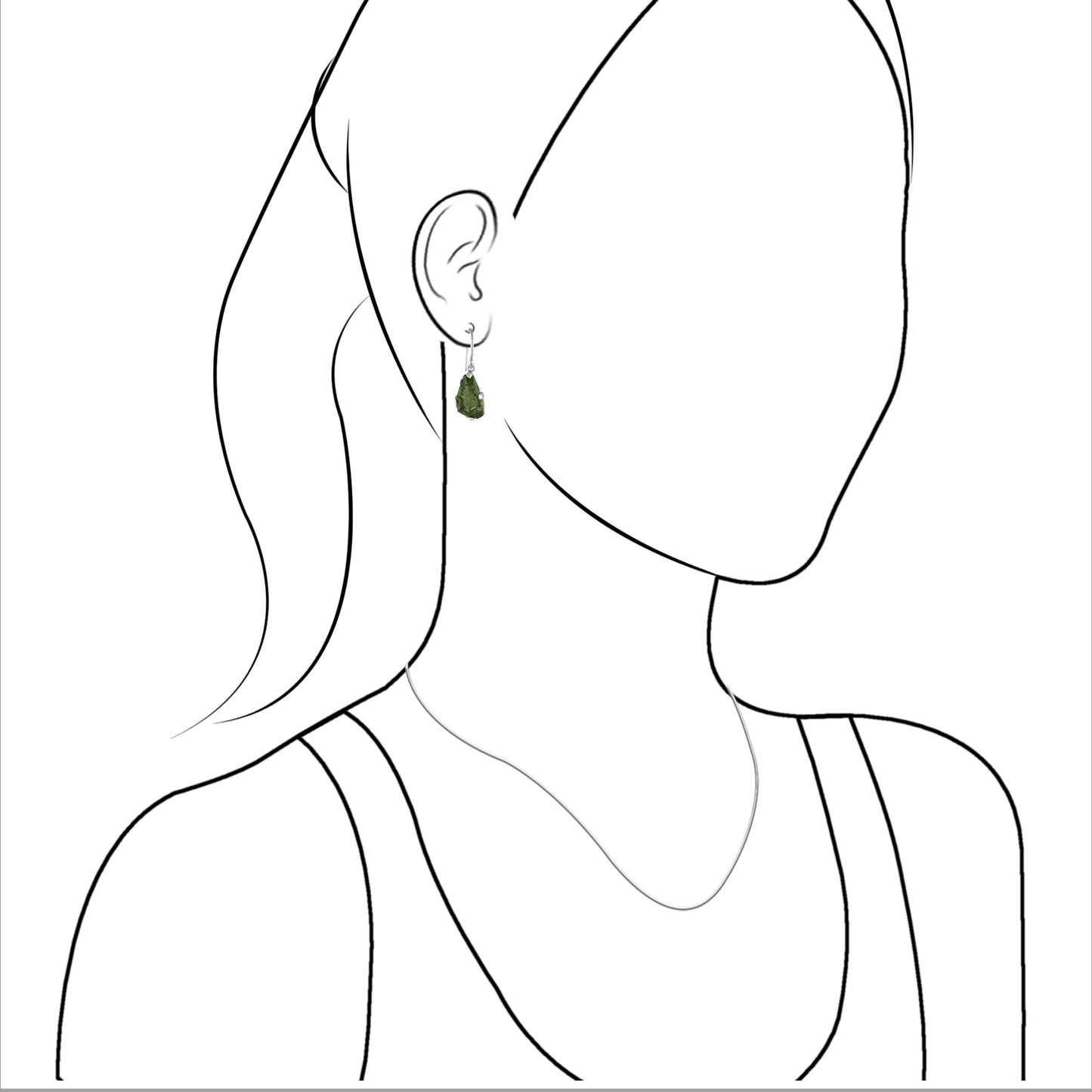 Starborn Rough Moldavite Dangle Earrings in Sterling Silver