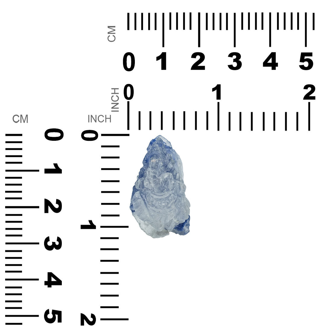 Starborn Blue Dumortierite in Quartz Crystal Ganesh Carving 39 cts - 1 Piece