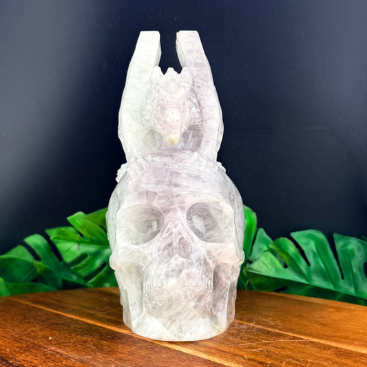 Yttrium Fluorite Dragon on Skull