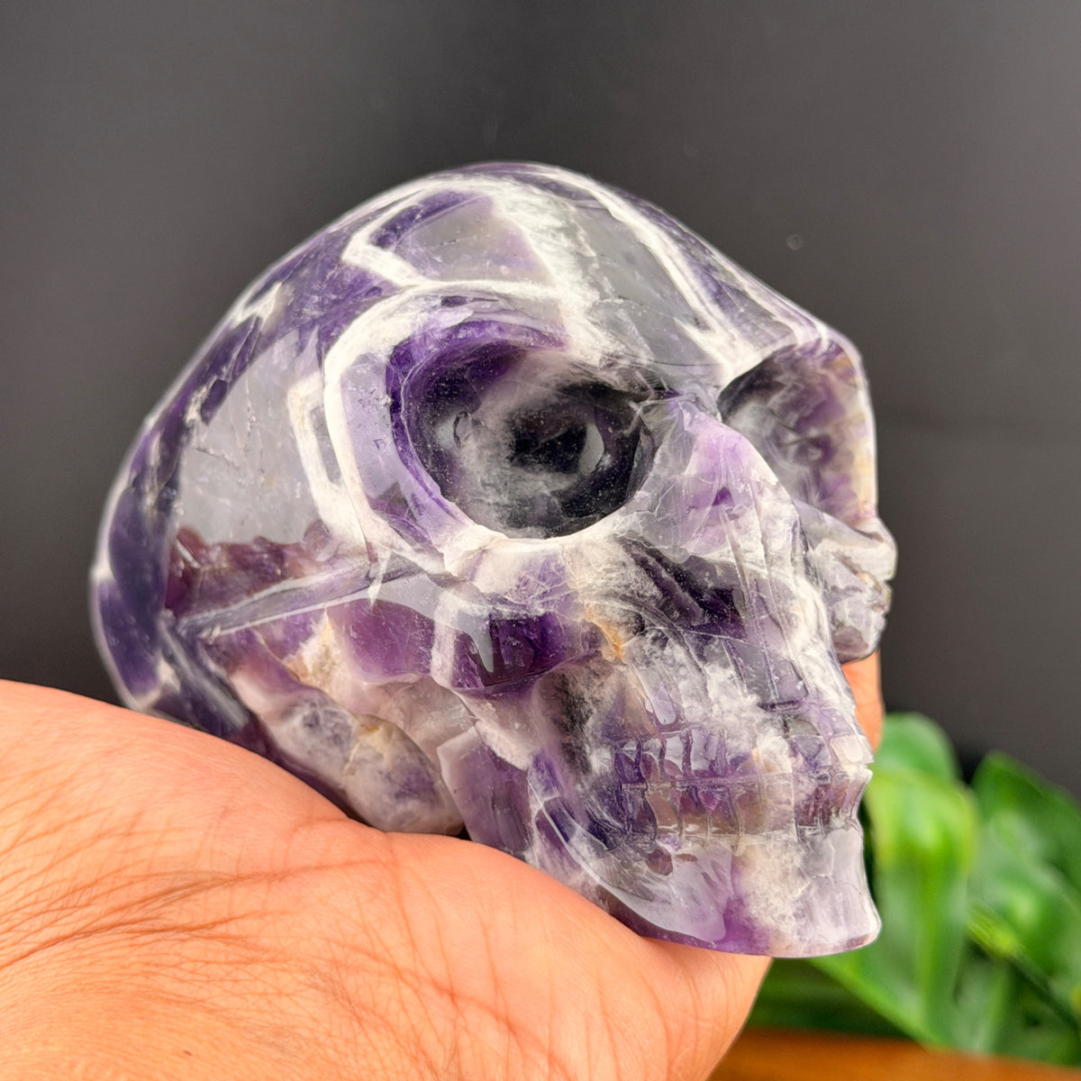 Chevron Amethyst Alien Skull