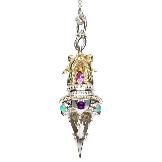Gotland Pendulum Dragons Amethyst and Opal in 925 Sterling Silver and Gold