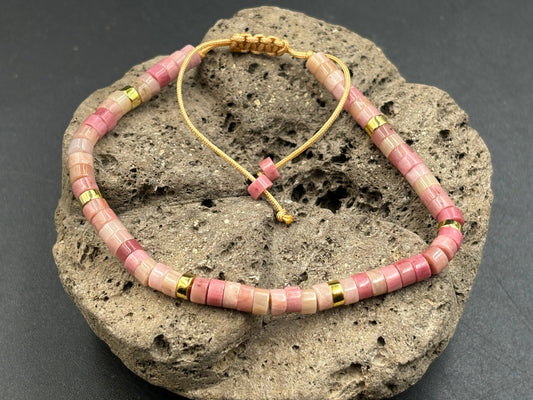 Adjustable Rhodochrosite Shamballa Bracelet - Sage & Magic