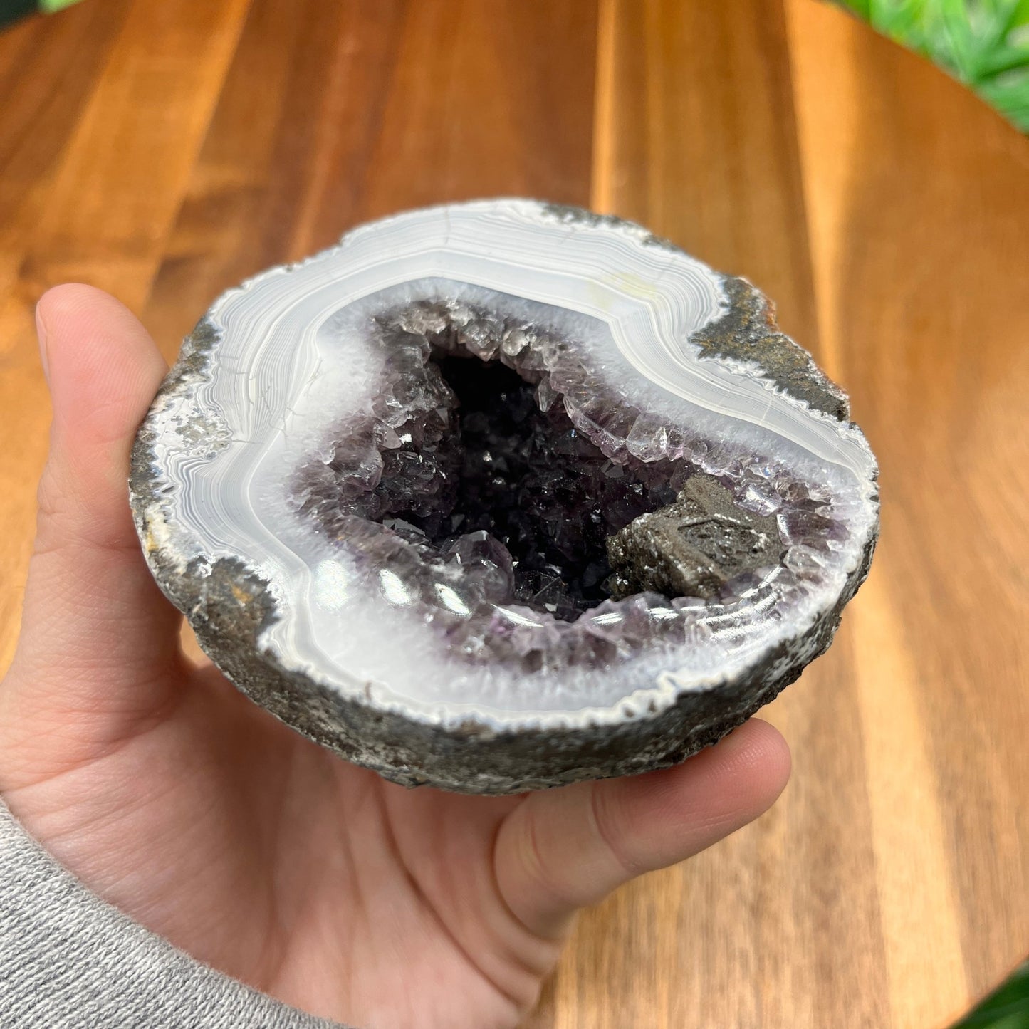 Amethyst in Banded Agate Geode - Sage & Magic