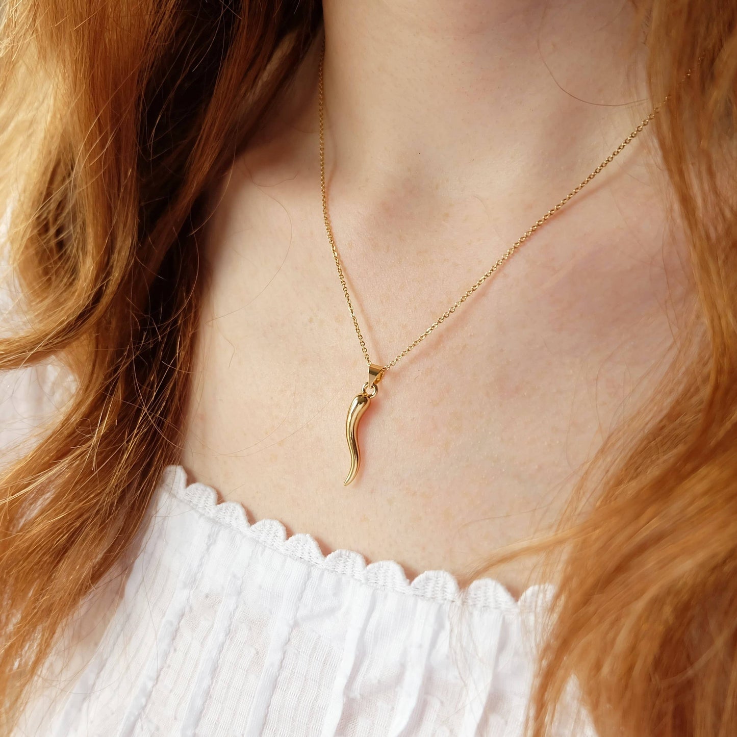 Cornicello Horn Of Plenty Charm Necklace: 16 - 18 inches