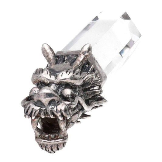 Gotland Dragon Head Pendant Quartz Tip in 925 Sterling Silver