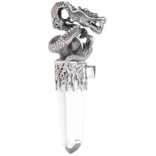 Gotland Sterling Silver Dragon Quartz Tip Pendant with Garnet