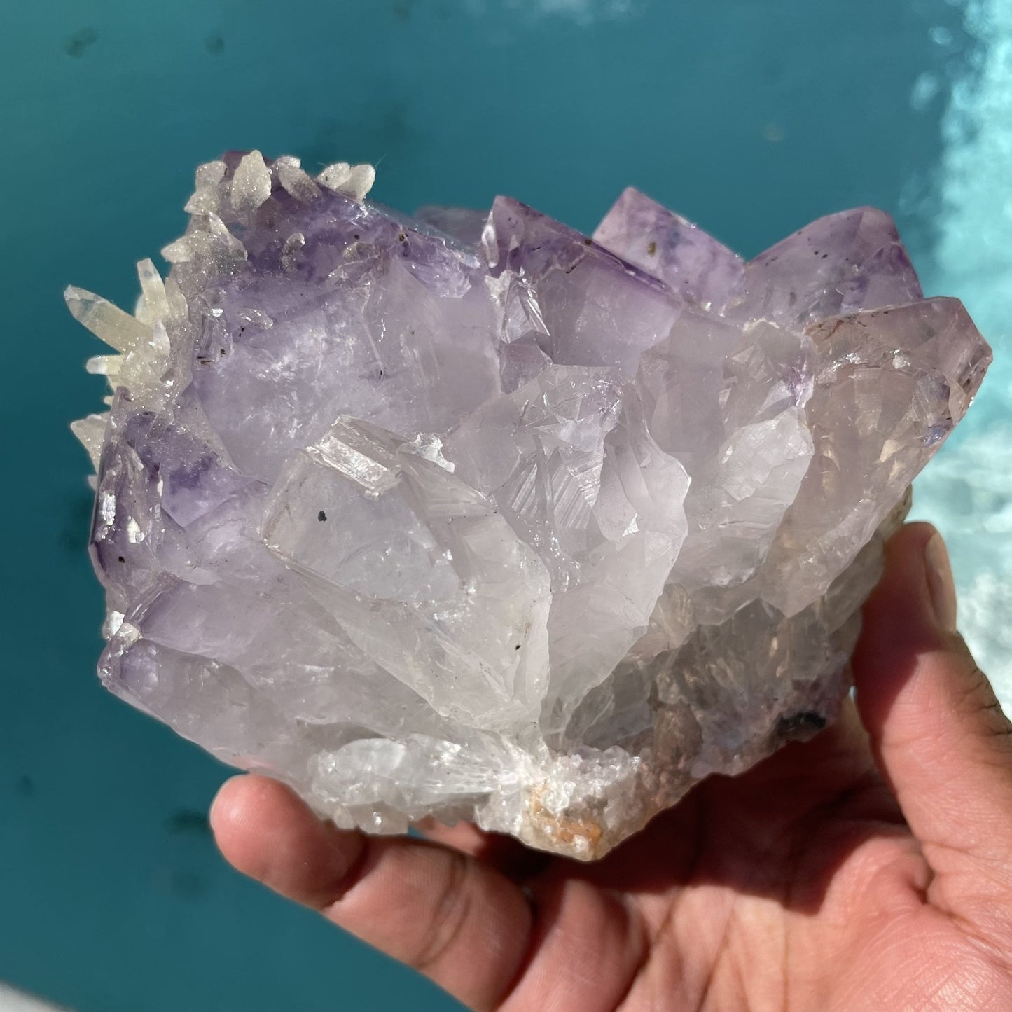 Druzy Calcite on Amethyst Cluster - Sage & Magic