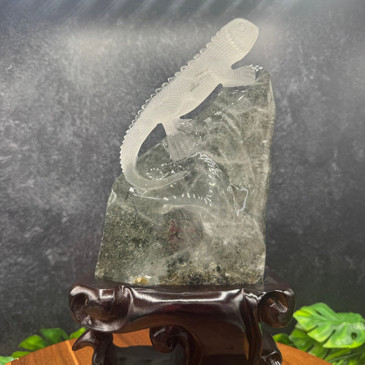 Garden Clear Quartz Lizard on Stand - Sage & Magic