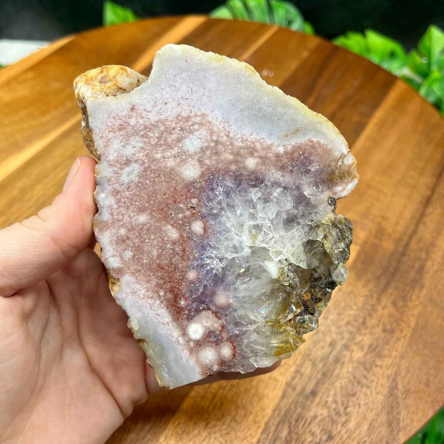 Layered Pink Amethyst Quartz and Smoky Quartz Slab - Sage & Magic