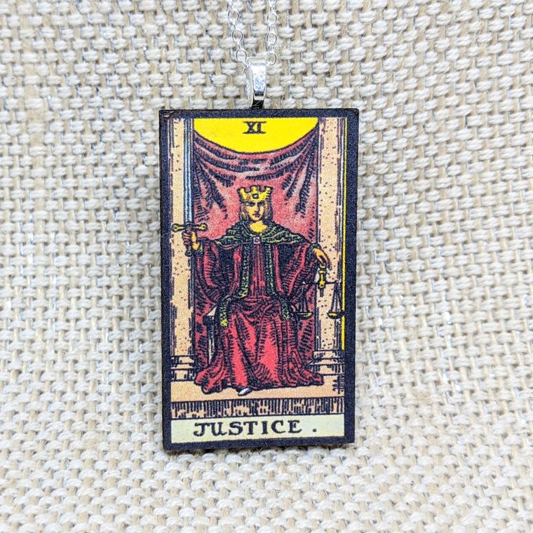 Woodcut Tarot Card Necklace - Sage & Magic