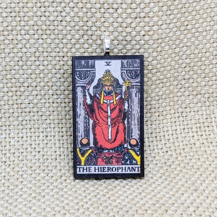 Woodcut Tarot Card Necklace - Sage & Magic